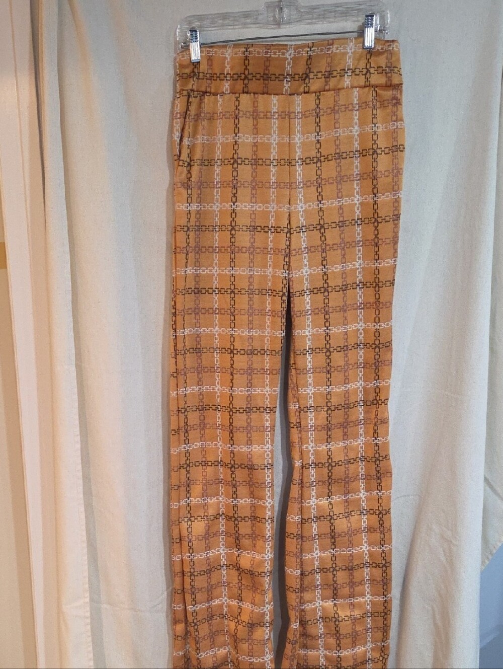 Plaid Wide-Leg Trousers in Mustard Tall Girl Friendly